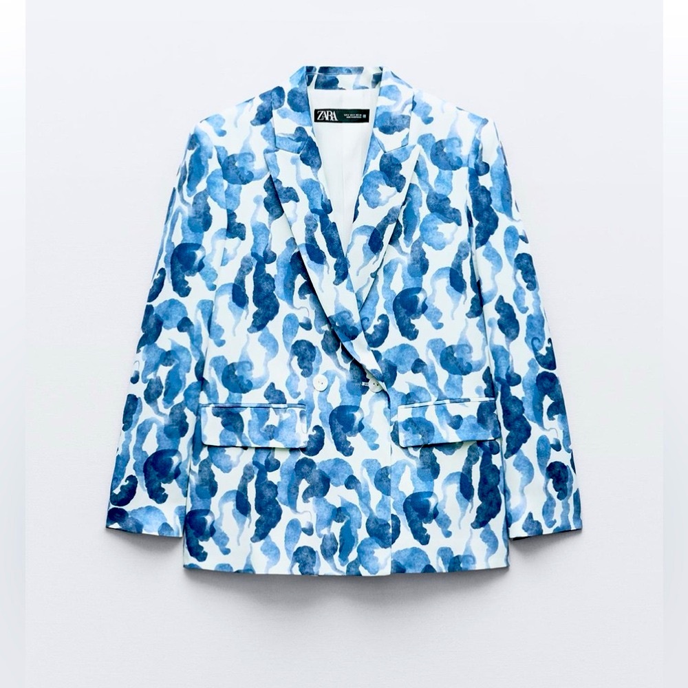 DOUBLE BREASTED PRINTED BLAZER. NWT
